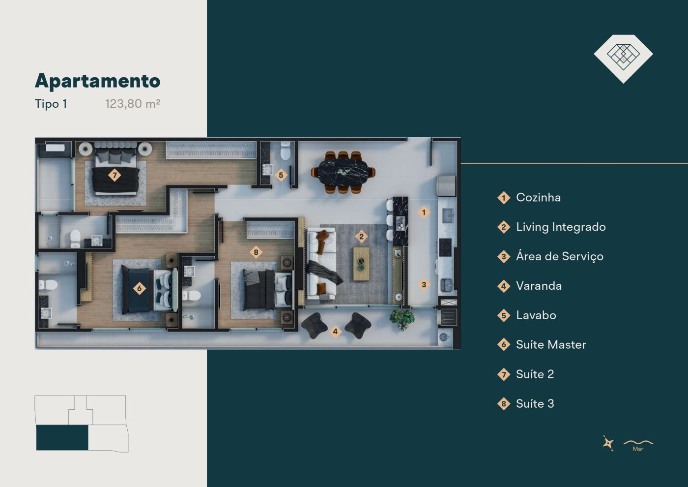 Apartamento 2 suítes para Venda no bairro Perequê em Porto Belo